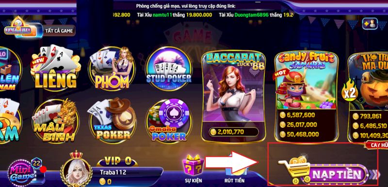 Nạp tiền vào cổng game với nhiều phương thức tiện lợi