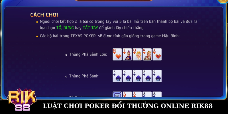 Luật chơi game Poker đổi thưởng trực tuyến cho người mới
